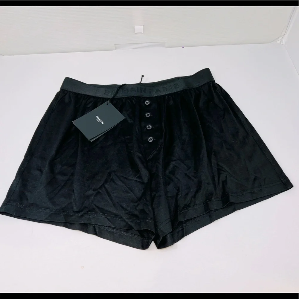 BALMAIN**Men’s Silk/Cotton Black Boxer Shorts**Med. $325